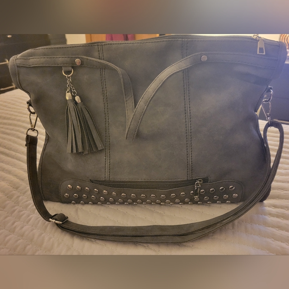 Grey studded purse